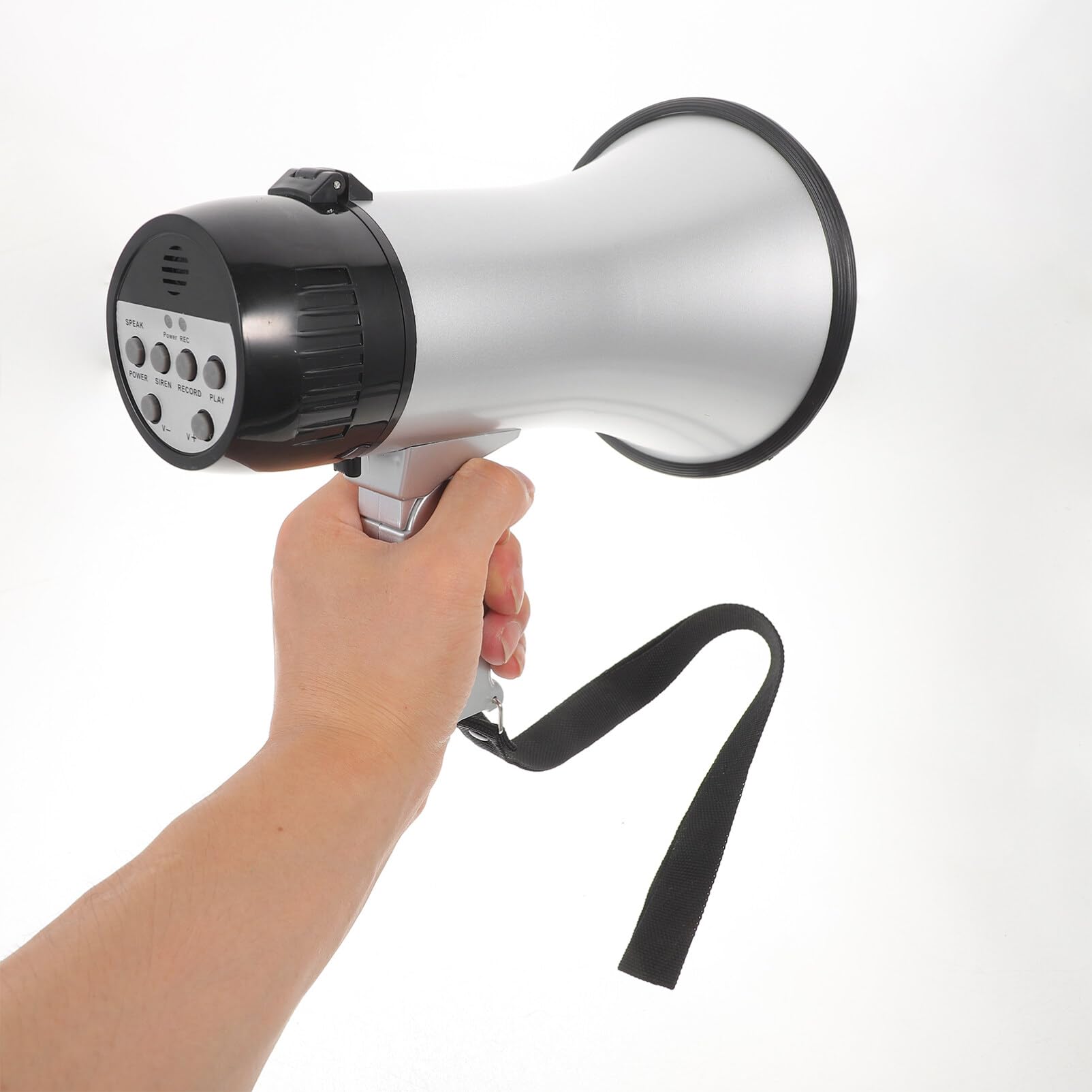 Toddmomy Megafono Portatile Argento 25w in ABS per Cheer e Uso Quotidiano | Comunicazione Chiara, Design Leggero e Pratico, Accessori 4 Batterie C Non Incluse