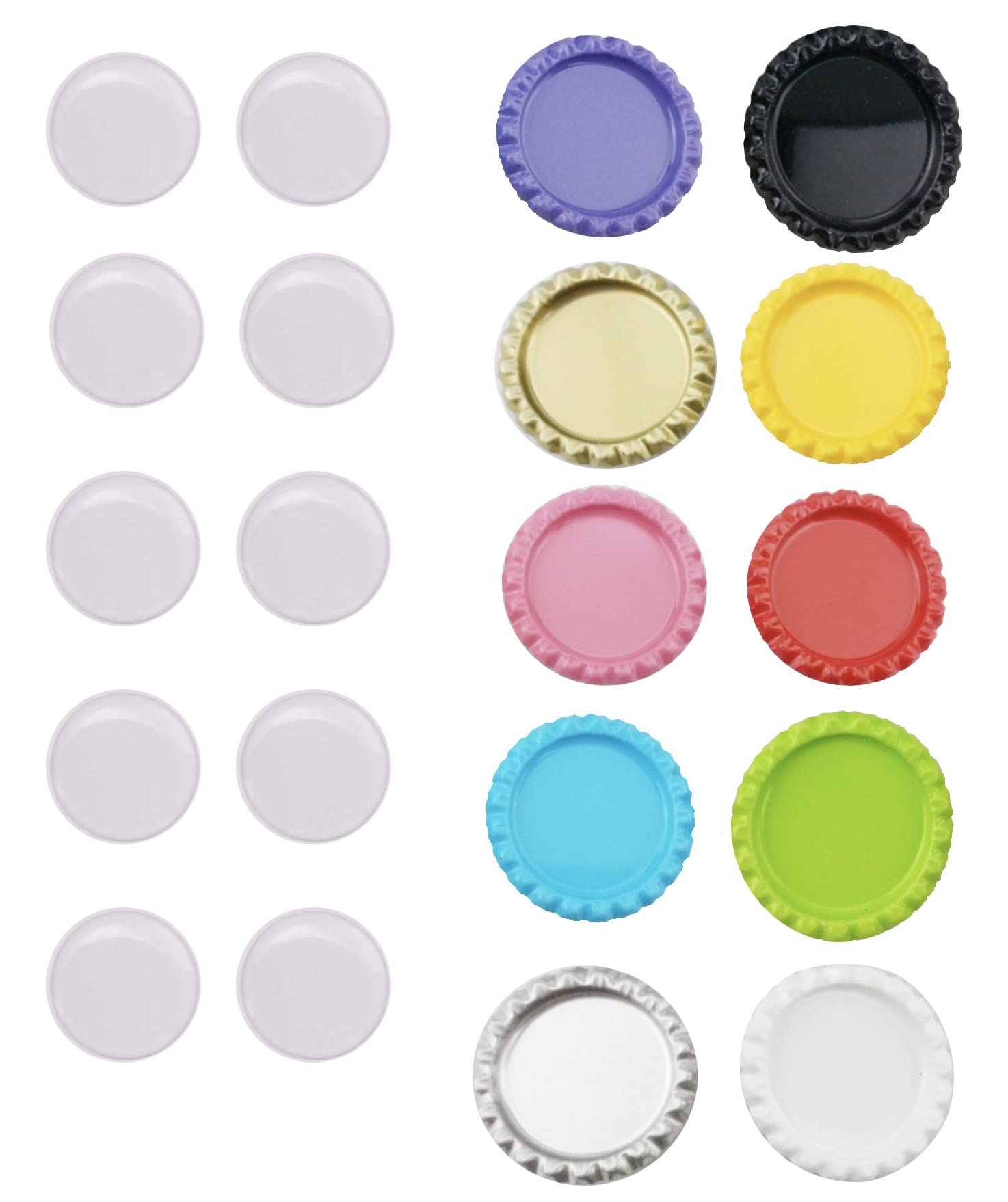 40pcs Clear Round Epoxy Sticker with Mixed 40pcs Flat Bottle Caps for DIY Pendants Decorative