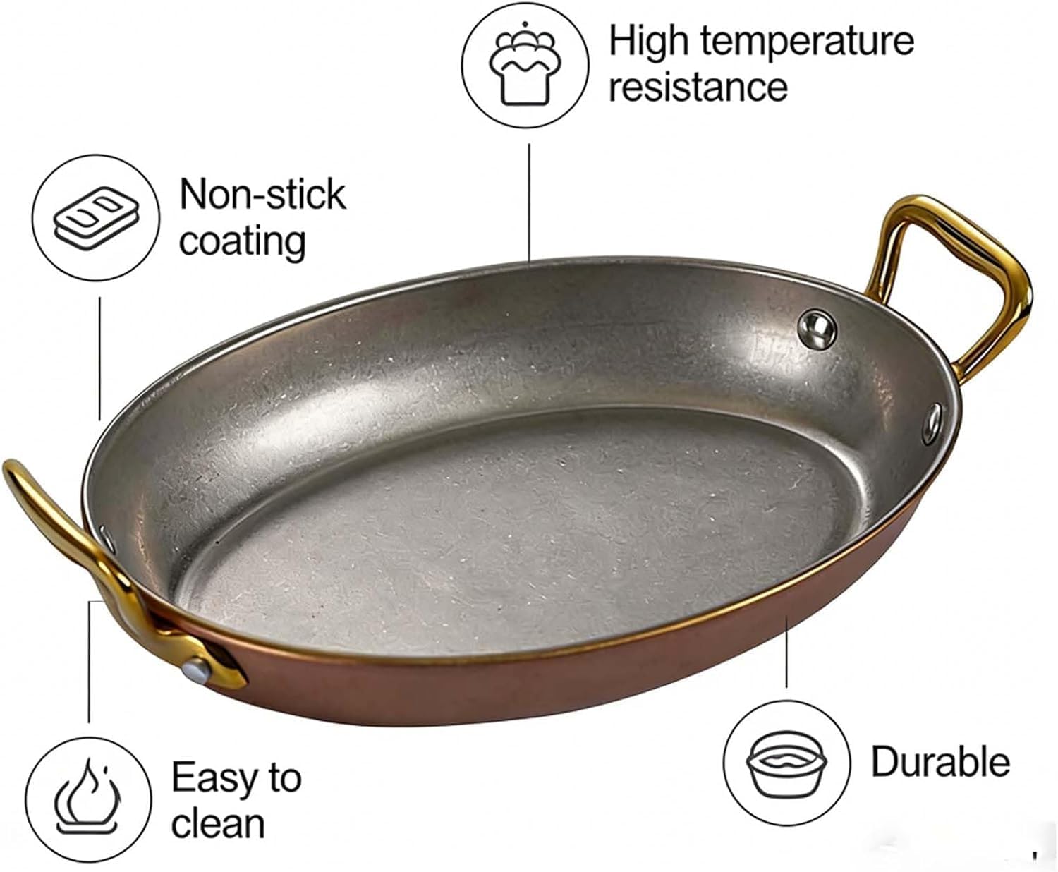 Paella Pan With Gold Handles, 4-piece Flatware Set, Induction & Gas Compatible Skillet For Paella, Risotto, And More - Perfect For Spanish Cuisine