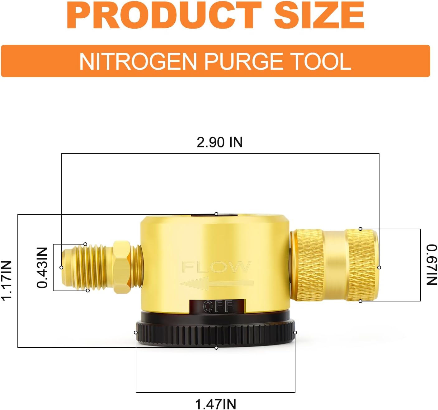 GASHER Nitrogen Purge Tool, HVAC Purge Nitrogen Flow Regulator for HVAC Tools Nitrogen Purging（Yellow）