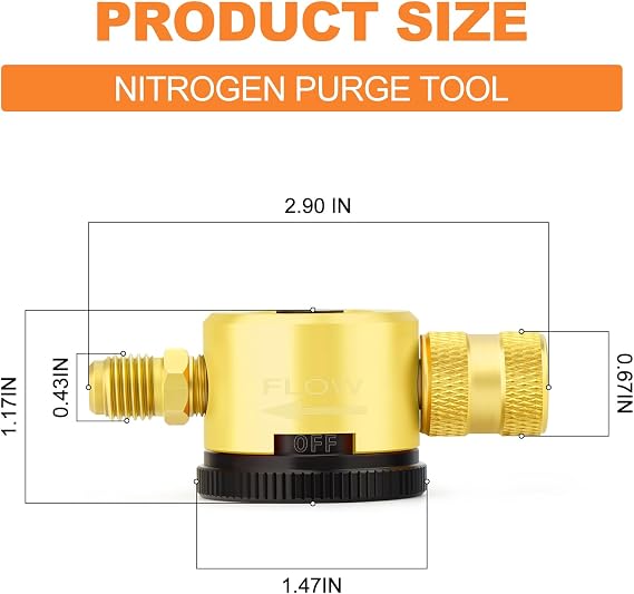 GASHER Nitrogen Purge Tool, HVAC Purge Nitrogen Flow Regulator for HVAC Tools Nitrogen Purging(Yellow)