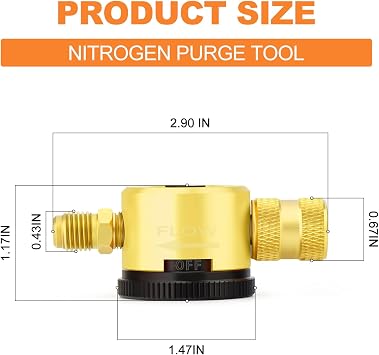 GASHER Nitrogen Purge Tool, HVAC Purge Nitrogen Flow Regulator for HVAC Tools Nitrogen Purging(Yellow)