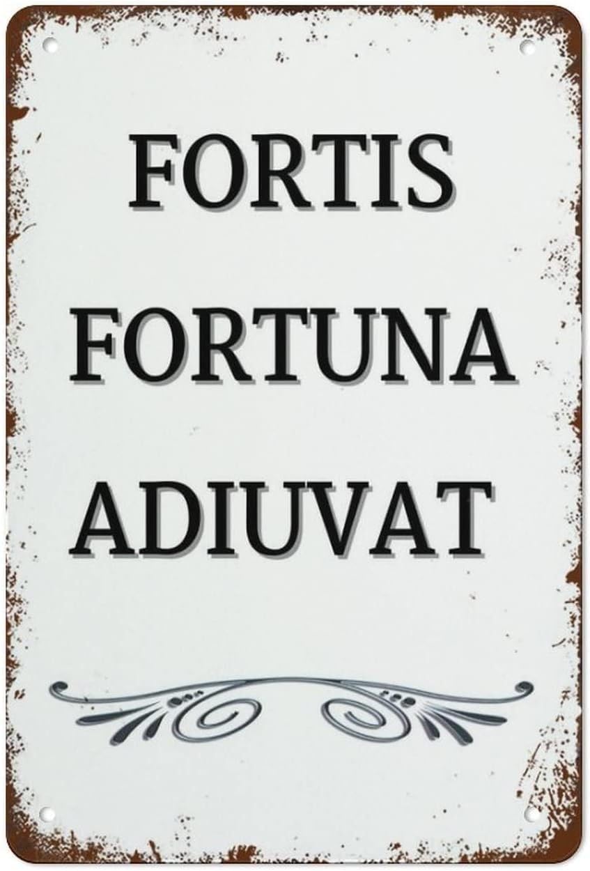 ZDVHOMCB Vintage Inspirational Metal Tin Sign Fortune Favors The Bold Quote Retro Wall Plaque Motivational Decor For Office Garage Bar 8x12 Inch