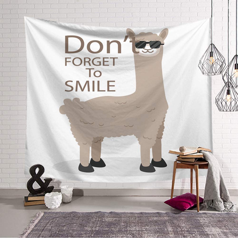 KWYAN tapestry cute llama tapestry kawaii girl kids room decoration animal alpaca wall hanging carpet cactus tenture mural -51x59inch