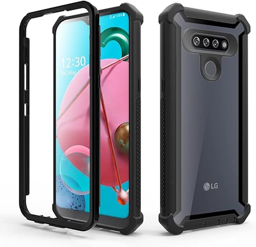 Asuwish Funda de teléfono para LG K51/Reflect LTE/Q51, a prueba de golpes, protección de cuerpo completo, resistente, híbrida, de doble capa, Negro