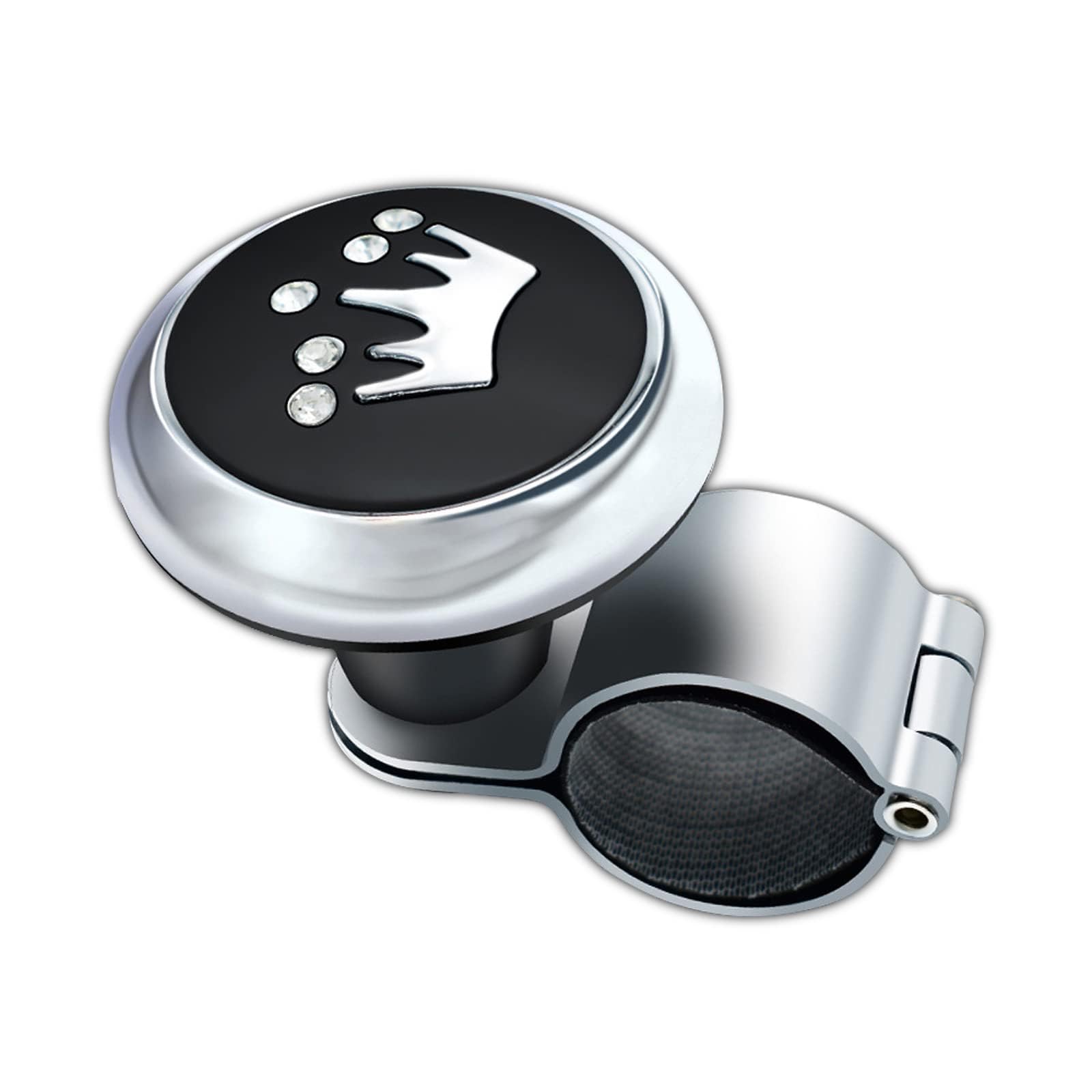 Pack-1 Steering Wheel Spinner Knobs, 360° Free Rotation Steering Wheel Booster Ball, Metal Bearings Non-Slip Adjustable Steering Wheel Accessories Universal for Most Cars (Silver & Black)