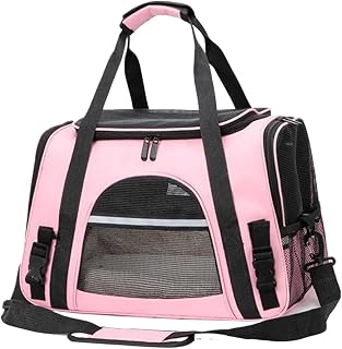 Transportin Perro Bolsa Portátil Suave para Mascotas, Bolsa Portátil para Gatos, Bolsas para Perros, Bolso De Viaje Saliente para Mascotas con Cremalleras Transportin Gato(Color:Rosa)