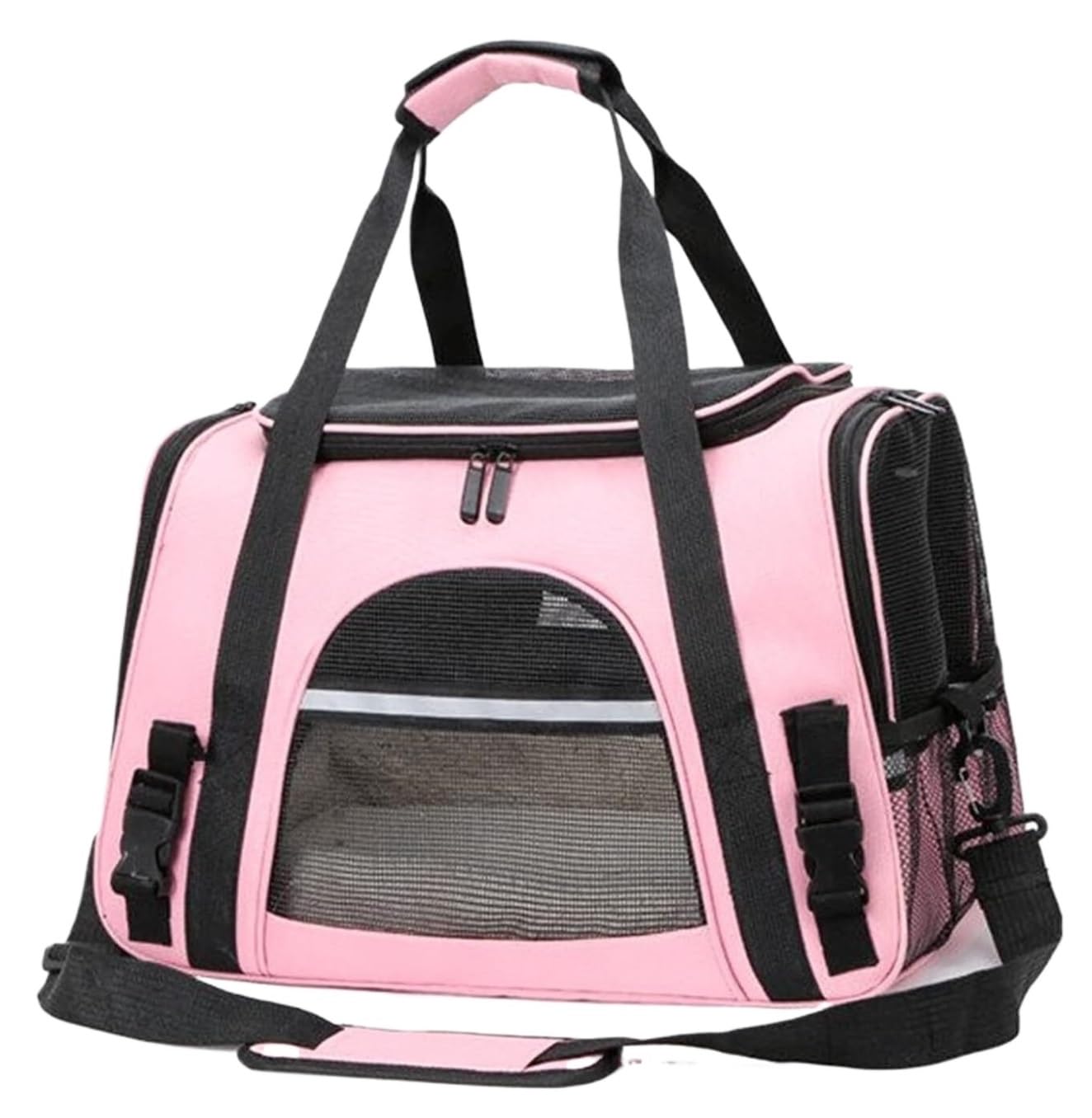 Rucksack Weiche Haustierträger, Tragbare Tasche, Katzenträger, Hundetaschen, Ausgehende Reisen, Haustiere, Handtasche Mit Reißverschlüssen Haustier(Pink)