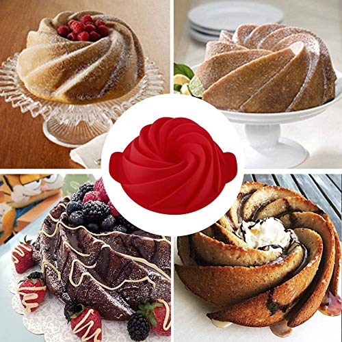 Shebaking Silicone Baking Mold For Cake - Nonstick Fluted Pan Tube Cake Pan For Jello, Mousse Gelatin Molds - 9 Inch #TOP6