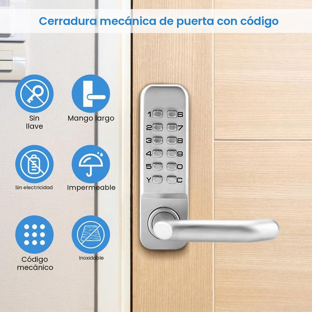 Cerradura de código numérico para puerta con código mecánico, cerradura digital sin llave para garaje, hotel, oficina, estudio, almacenes