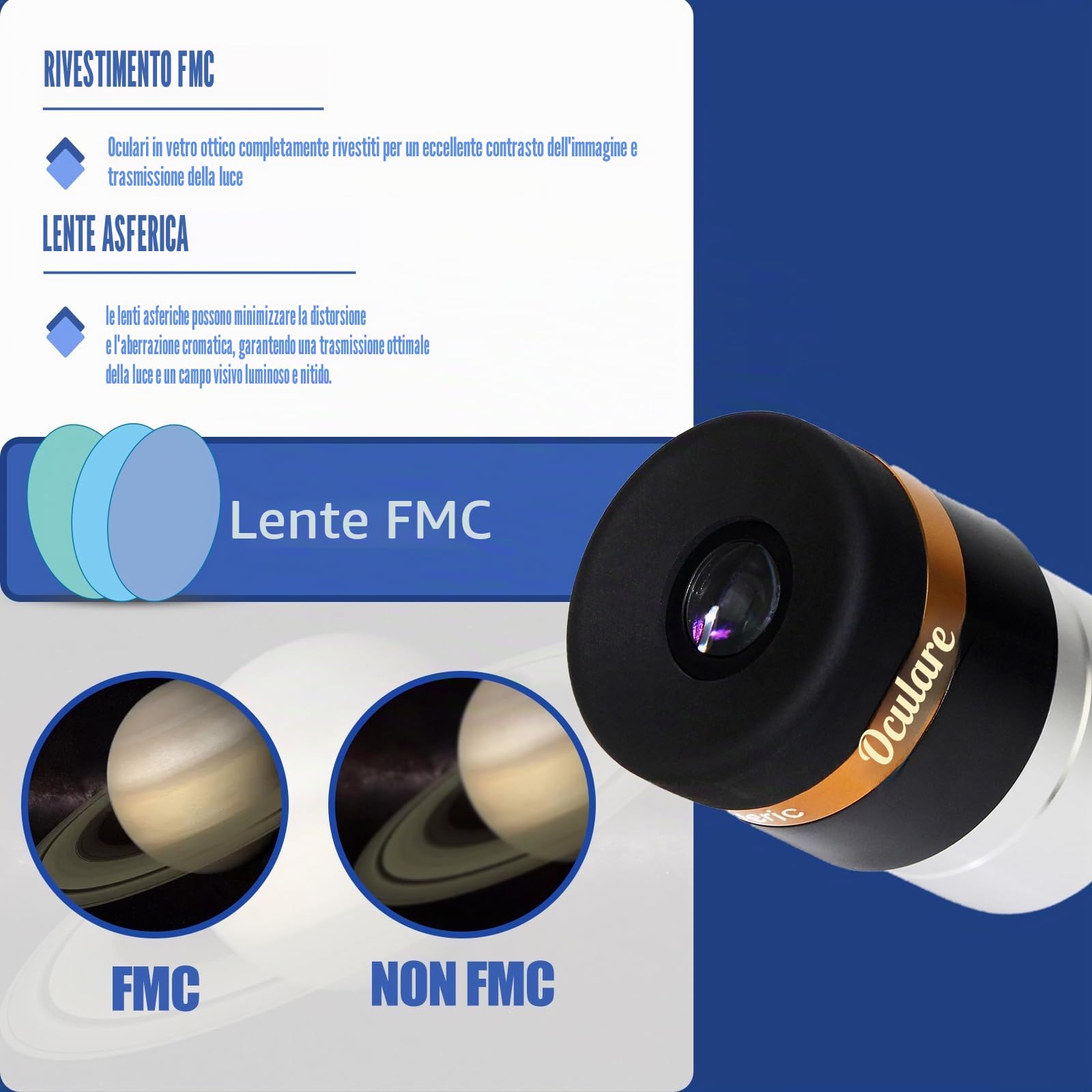 Svbony Oculare 4mm, HD Completamente Rivestito Oculare Telescopico Lente Asferica Grandangolo da 62 Gradi, 1,25” Accessori Telescopio con Filettatura Filtro per Luna Giove Osservazione Planetaria