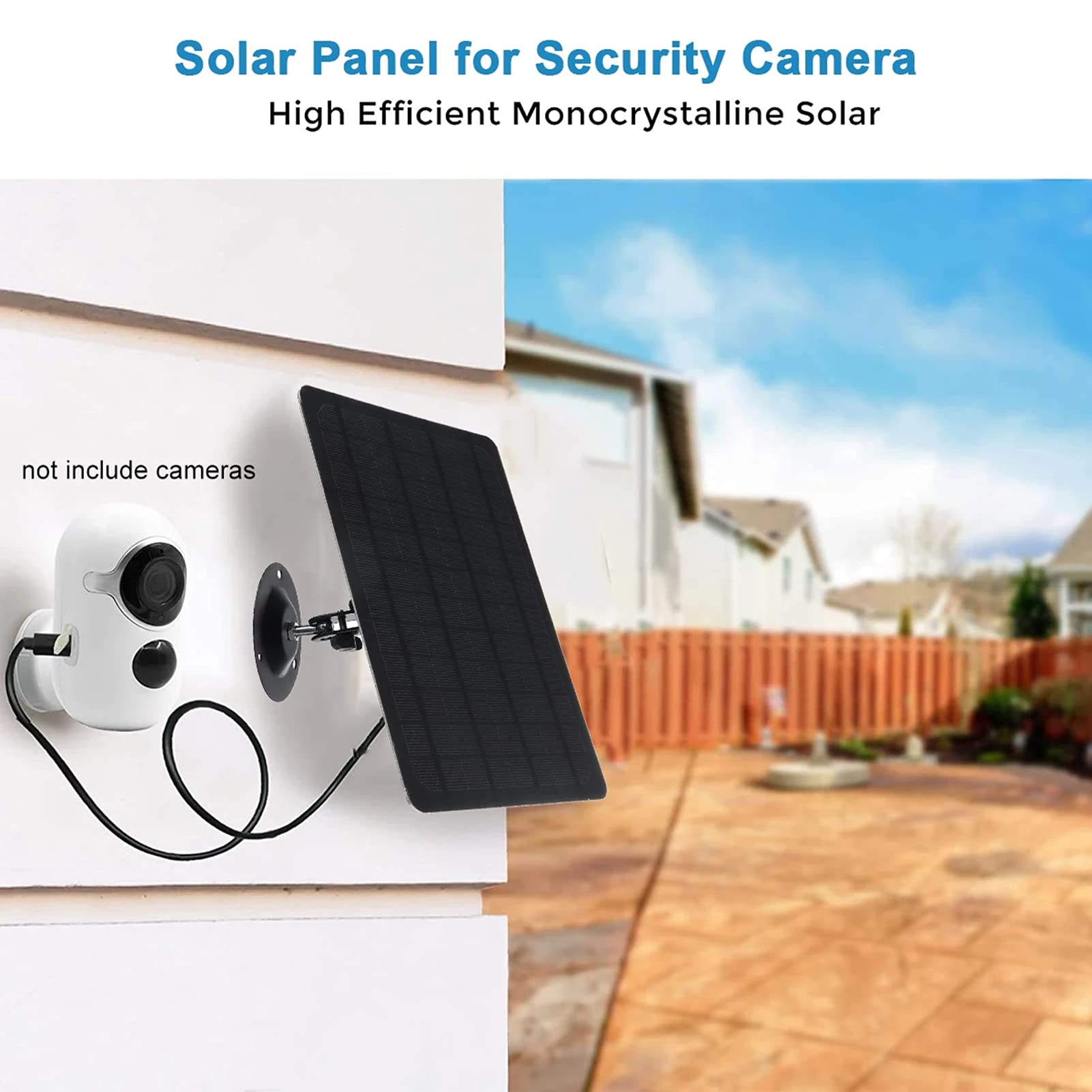 Pannello solare micro USB 10 W, 5 V, 2000 mAh, rotazione a 360 gradi, impermeabile, per fotocamera USB
