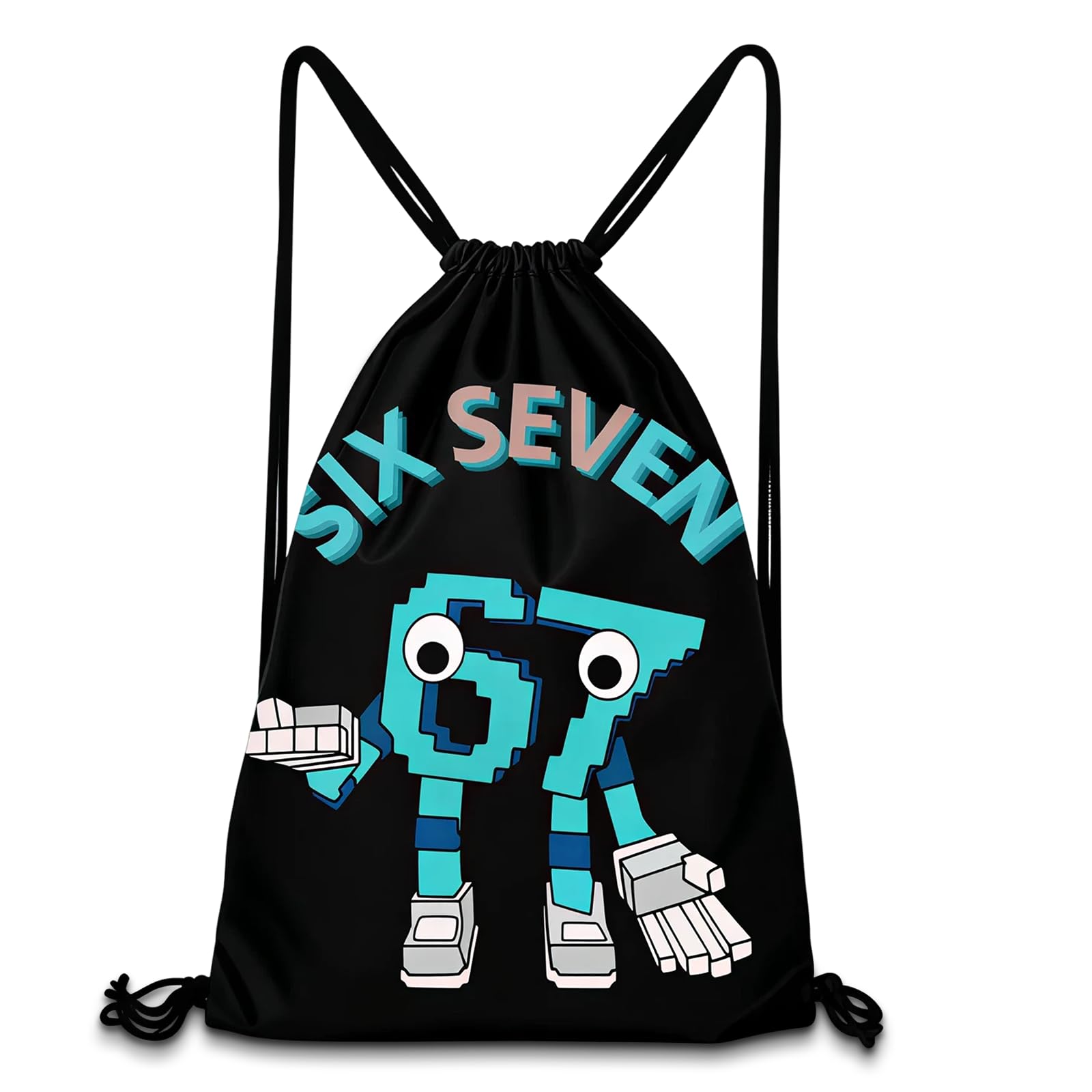 Fakcrkun 67 Drawstring Bags, Cartoon Drawstring Backpack for Kids, Waterproof Pe Bag for Kids Teens Sports, Beach, Travel