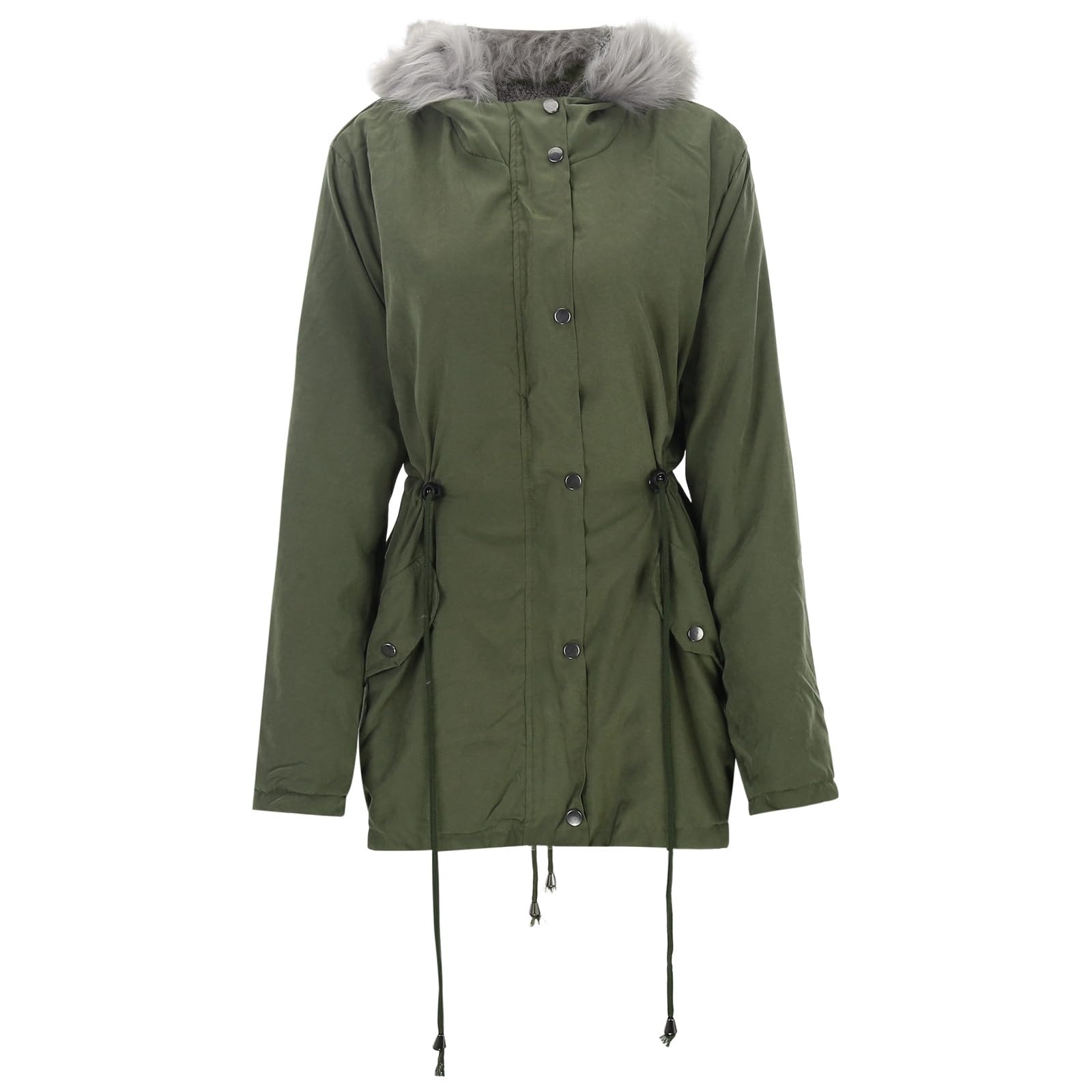 Chaqueta Mujer Invierno Abrigos De Cazadora Forro Polar，Chaqueta polar femenina con cordón ajustable corte entallado y cuello Prenda cálida para invierno que brinda confort estilo y durabilidad en us