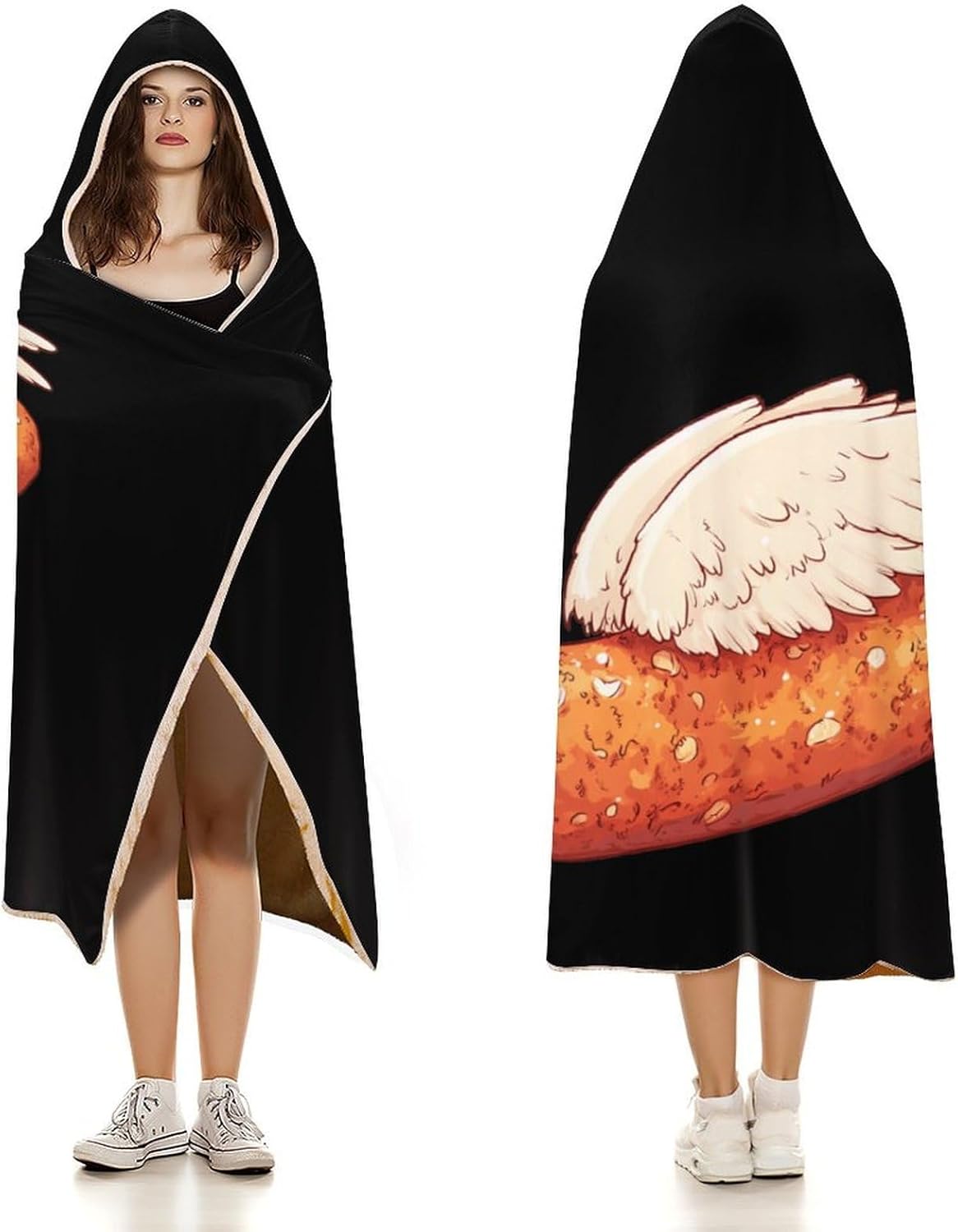 Sausage with Wings Fashion Wearable Blanket Hoodie Fleece Throw Cloak Robe Unisex