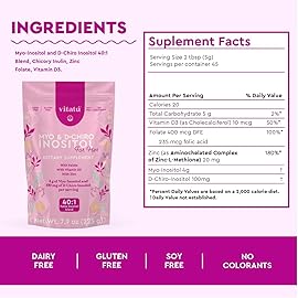 Vitat | Myo Inositol (4g) & D-Chiro Inositol (1g) Ideal Mix 40:1 | Duration 45 Days | with Folic Acid + Vitamin D3 + Zinc, Powdered Dietary Supplement for Women (225 g)