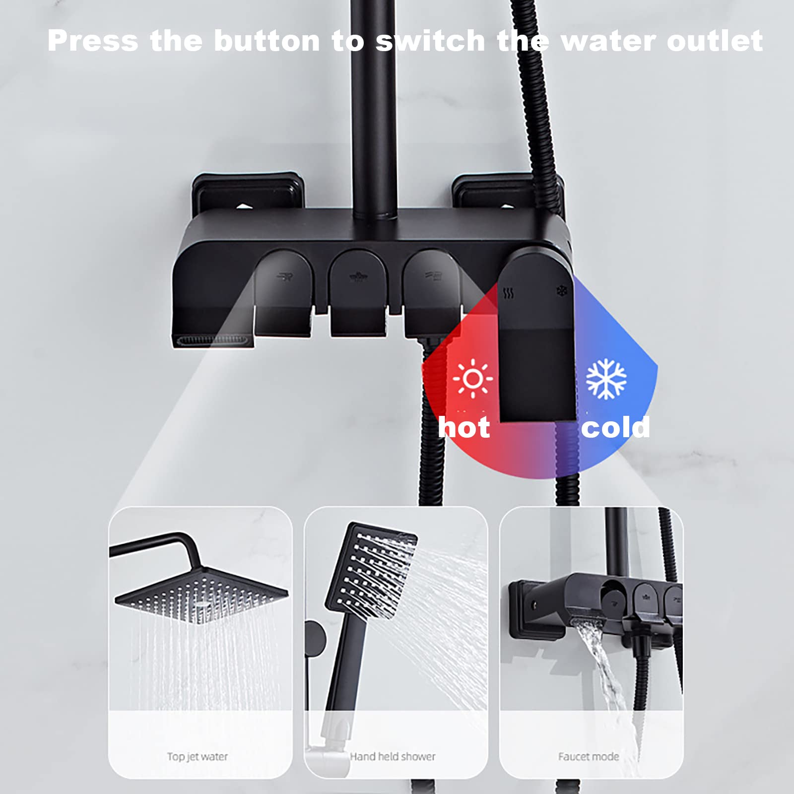 Sistema de Ducha de Lluvia de Alta presión de 8 Pulgadas, Cabezal de Ducha Cuadrado, grifos de Ducha de Pared con Ducha de Mano, Accesorios de Ducha con caño de bañera, Gris.