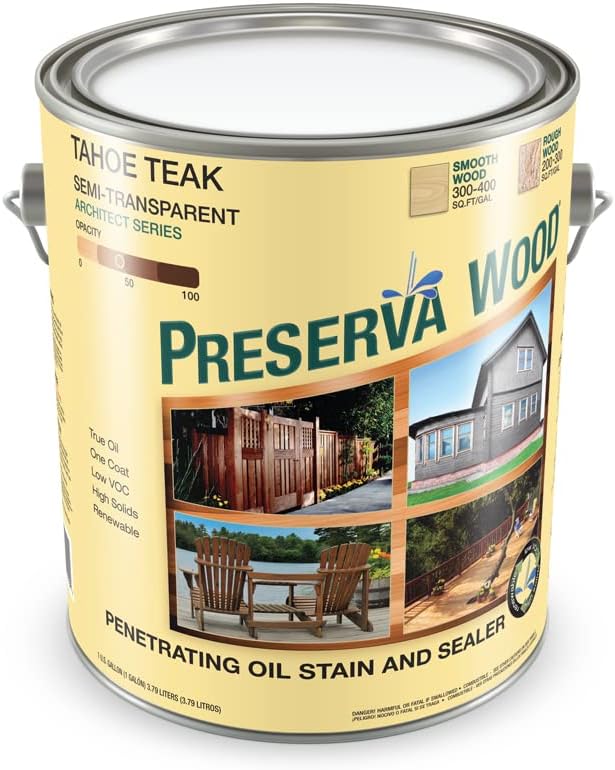 Preserva Wood 1 Gal. 100 VOC Semi-Transparent Oil Based Tahoe Teak Exterior Stain