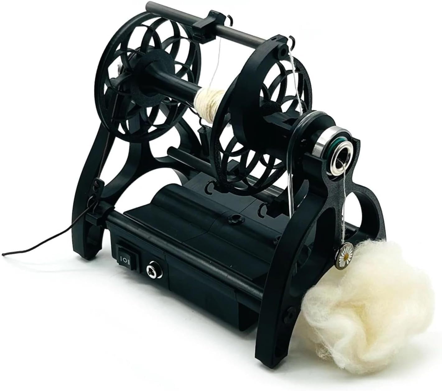 Electric Spinning Wheel, Electric Fiber Spinner, Can Forward and Reverse Switching,800rpm Maximum Speed,Can Be Connected to A Mobile Power Supply