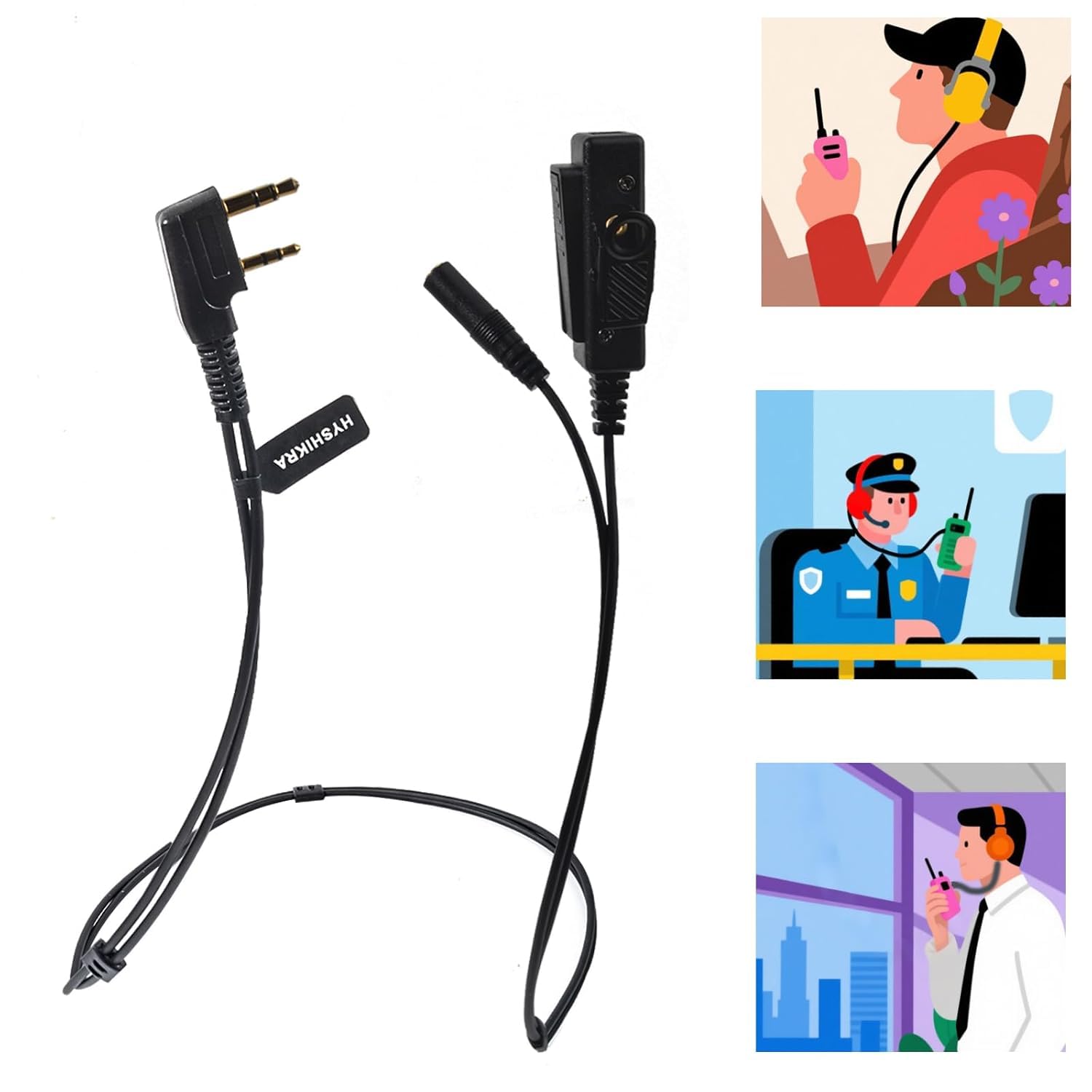 Cable adaptador universal de audio de radio de 2 vías de 3,5 hembra a 2 pines con PTT compatible con Baofeng UV-5R UV-5RA UV-82 Kenwood TH-22AT Quansheng K5 K6 TK-11 — view 6