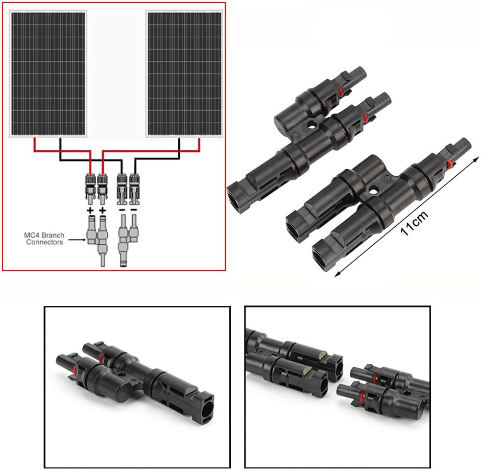 QitinDasen Professional Solar Panel Cable Connector Set: 6 works Male Female Solar Connector + 1 Pair Solar T Branch Connector + 1 Pair Solar Y Branch Connector - Image 4