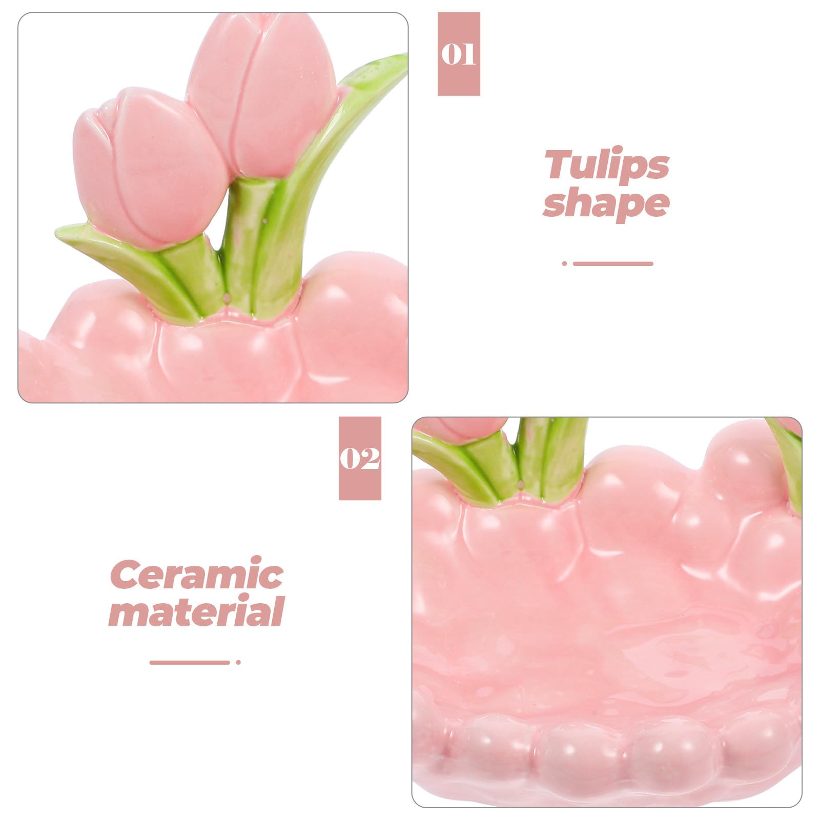 Keramik Dekorative Schale in Tulpenform für Schmuck und Schlüssel Rosa