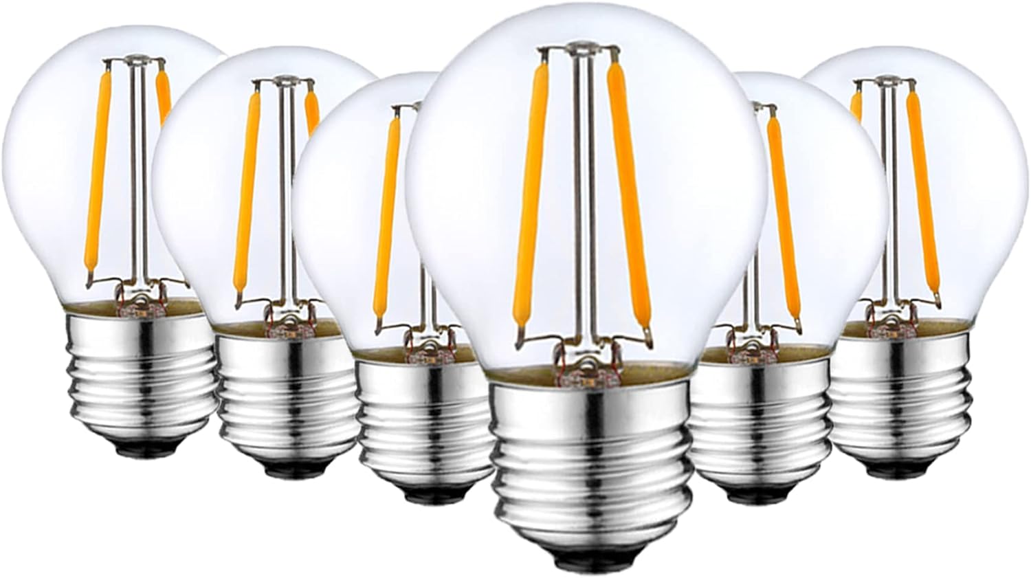 Beonllay Dimmable 2W LED Globe Bulb 25Watt Equivalent E26 Light Bulb Warm White 2500K LED Edison Bulb, Vintage Filament Edison Decorative Bulb for Chandelier, Ceiling Fan, 6 Pack