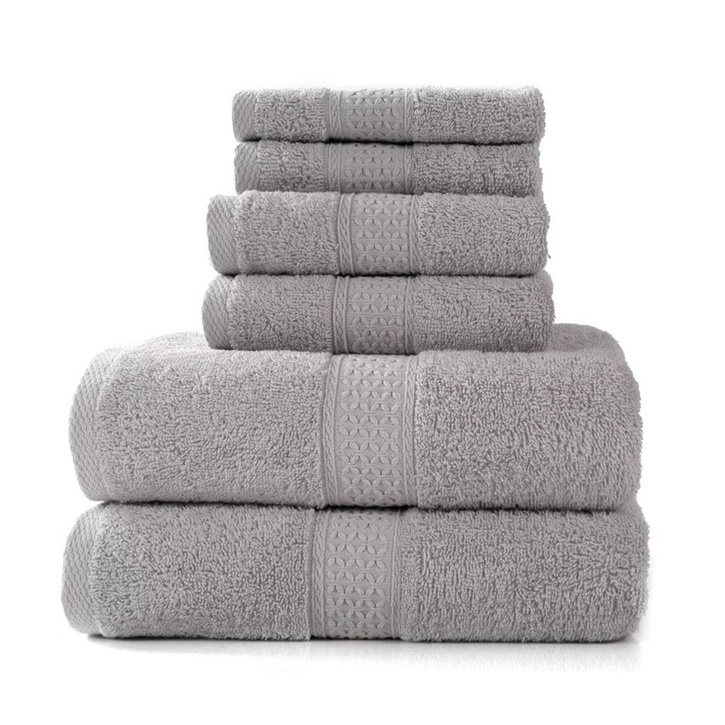 Cotton Bath Towel Set Soft and Super Absorbent Hand Towel Washcloth for Family Bathroom Set 6 Pieces Towel