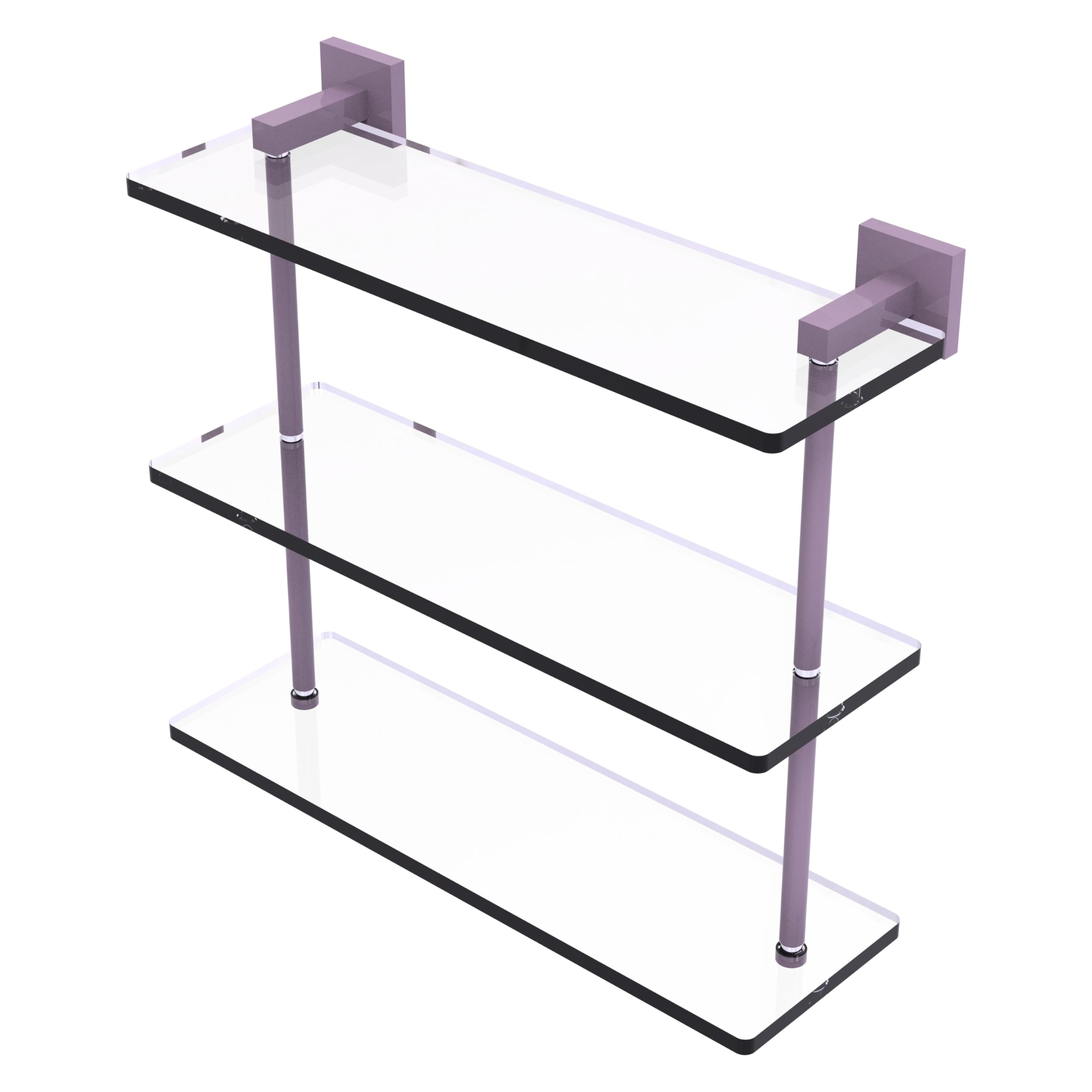 Allied Brass MT-5-16-LVN Montero Collection 16 Inch Triple Tiered Glass Shelf, Lavender