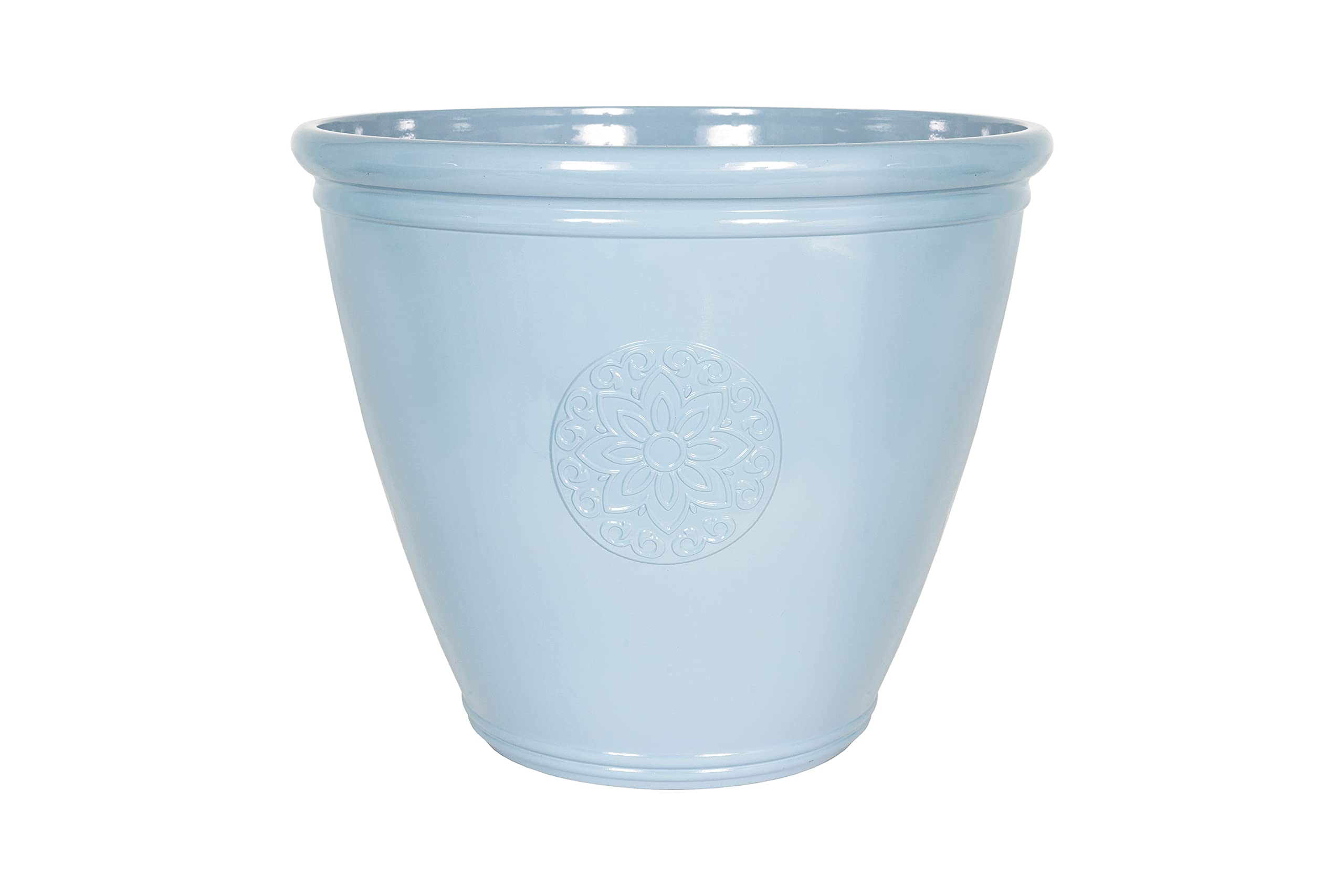 Plant Avenue Blue Lightweight Recycled Plastic Garden Pot Planter With Drainage Holes | Uv Resistant & Frostproof | Eden Emblem 45Cm
