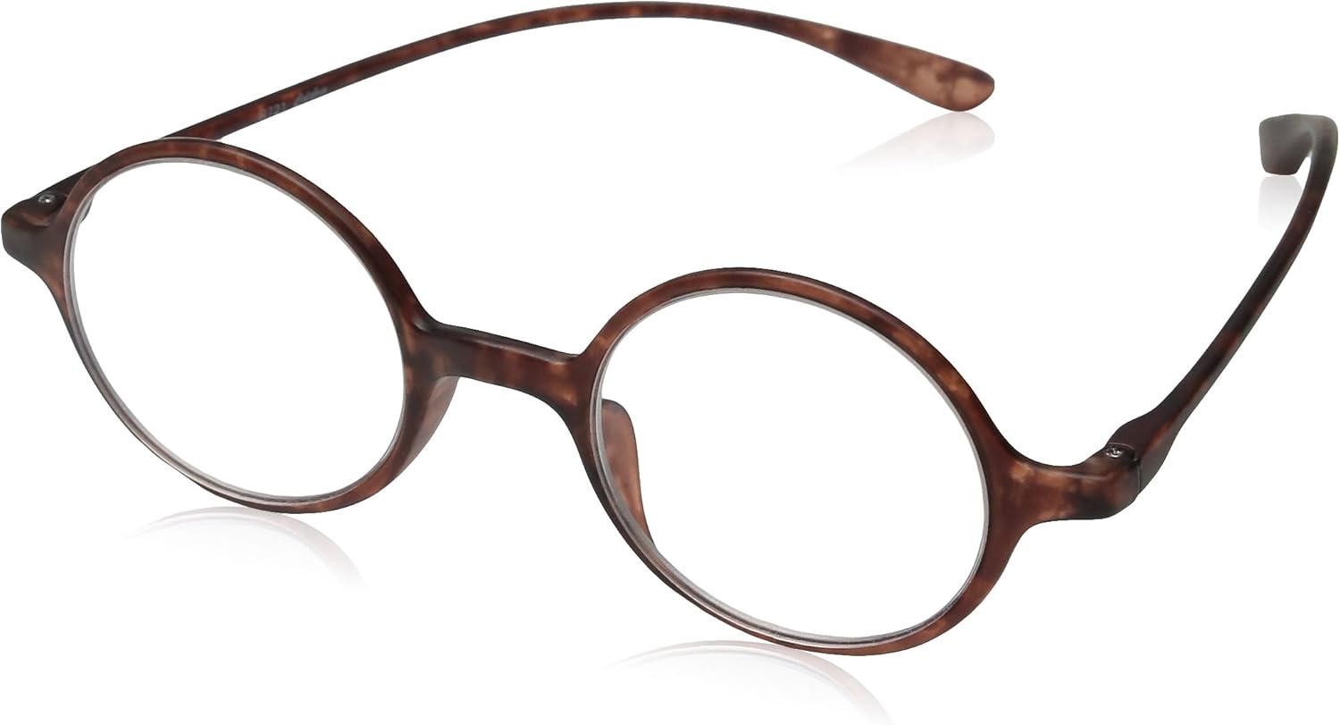 Calabria 721 Flexie Round Reading Glasses Men/Women Bendable Single Power Readers Flexible Durable Lightweight TR-90 Frame