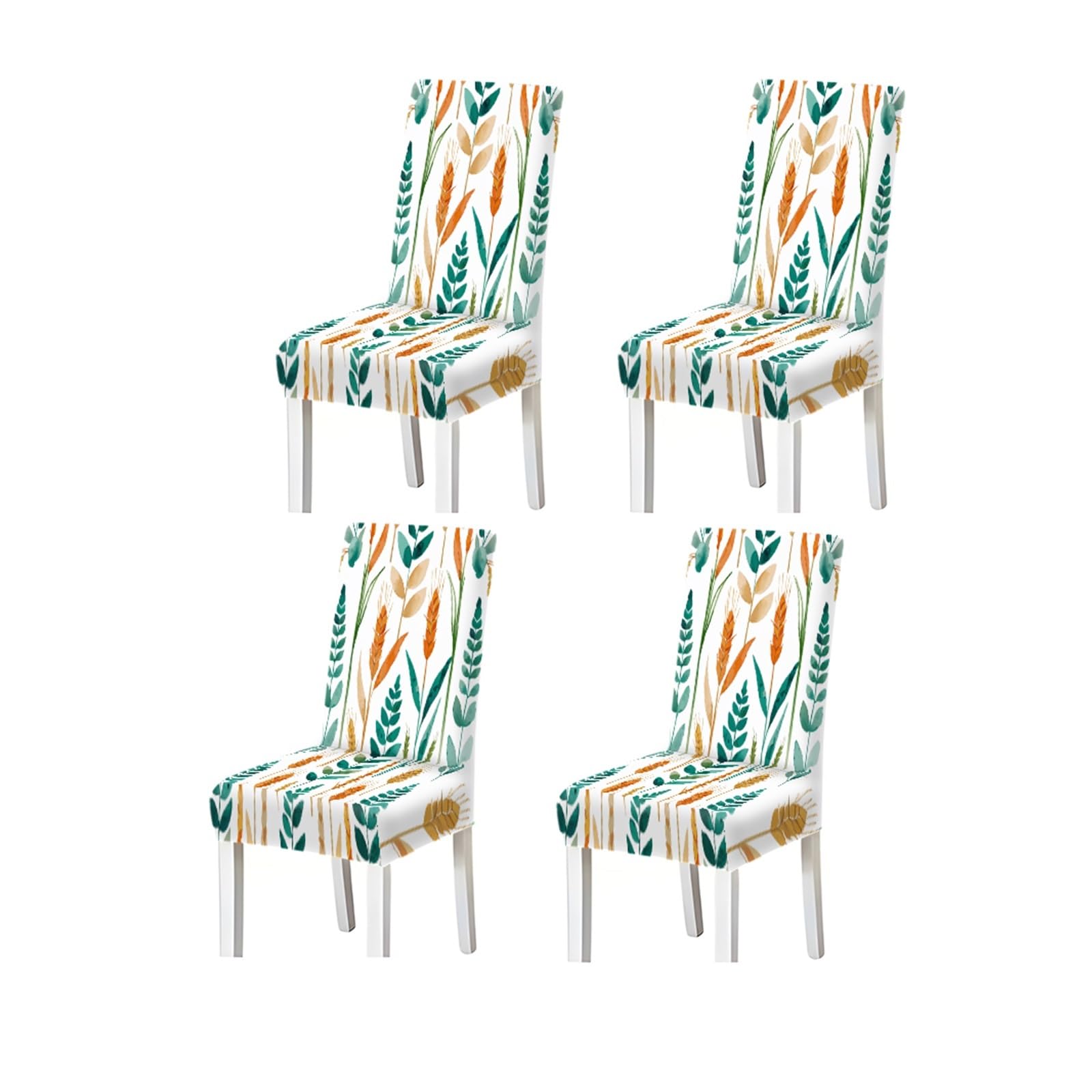 Kxuauv One Color Dining Chair Covers 2/4/6 Pieces, Stretch Slipcovers Botanical Leaf Wheat Pattern For Kitchen Dining Room Seat Protectors For Restaurant Hotel Party(4Pcschair Cover)