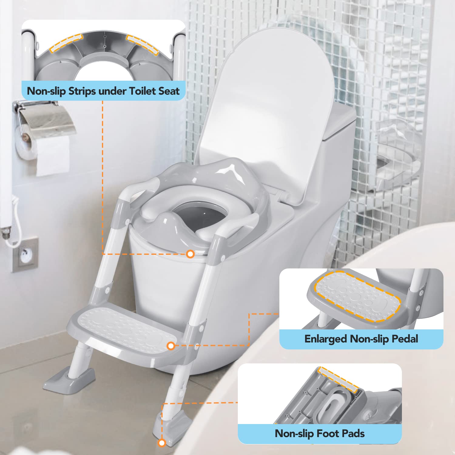 Asiento de entrenamiento para ir al baño (gris)