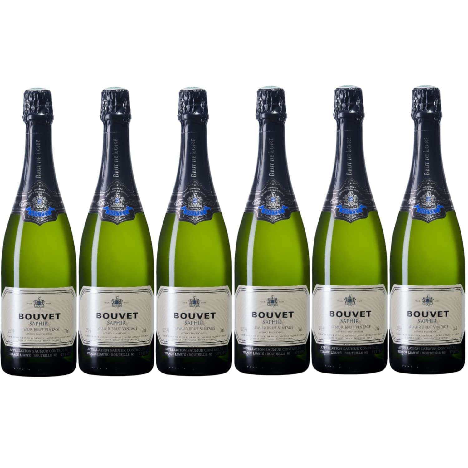 Bouvet Saphir Saumur Brut Vintage blanc weiß Schaumwein vegan Frankreich I FeinWert Paket (6 x 0,75 l)