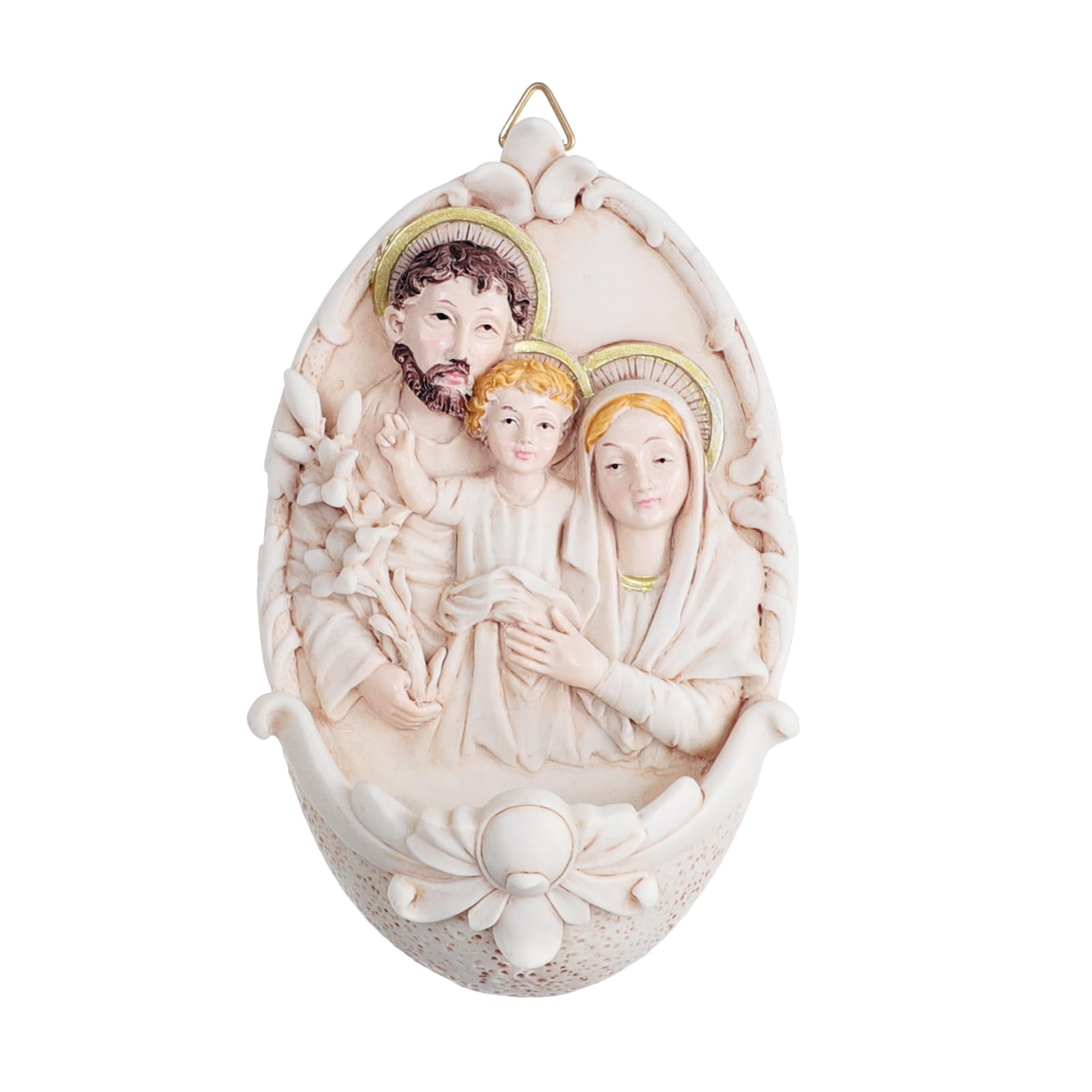 KOMI Holy Family Resin Holy Water Font for Home Altar Wall Hanging Decor Catholic Gifts