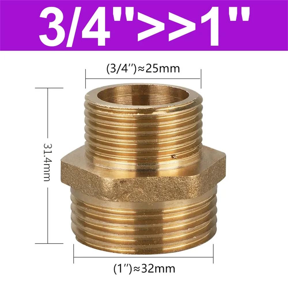 Racores de latón para mangueras, Accesorio de tubería reductor hexagonal de latón, rosca de 1/8, 1/4, 3/8, 1/2, 3/4 y 1 pulgada, adaptador de cobre, conector de acoplamiento igual, junta de plomería(0
