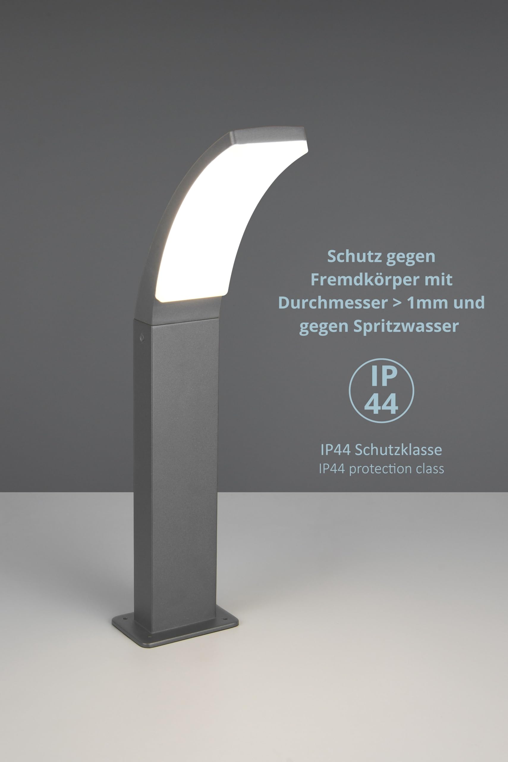 LED Pfosten Bea, Wegeleuchte Außenleuchte aus Druckguss Aluminium, 4000 Kelvin, IP44 Outdoor, Höhe 60 cm, Breite 12 cm, anthrazit