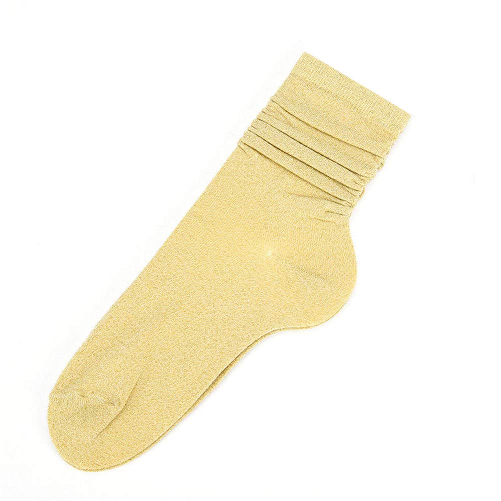 Skarpety termiczne Wygodne damskie brokatowe błyszczące miękkie skarpetki Jesień Zima Solid Color Casual Pończochy Prezent (Color : Golden, Size : One Size)