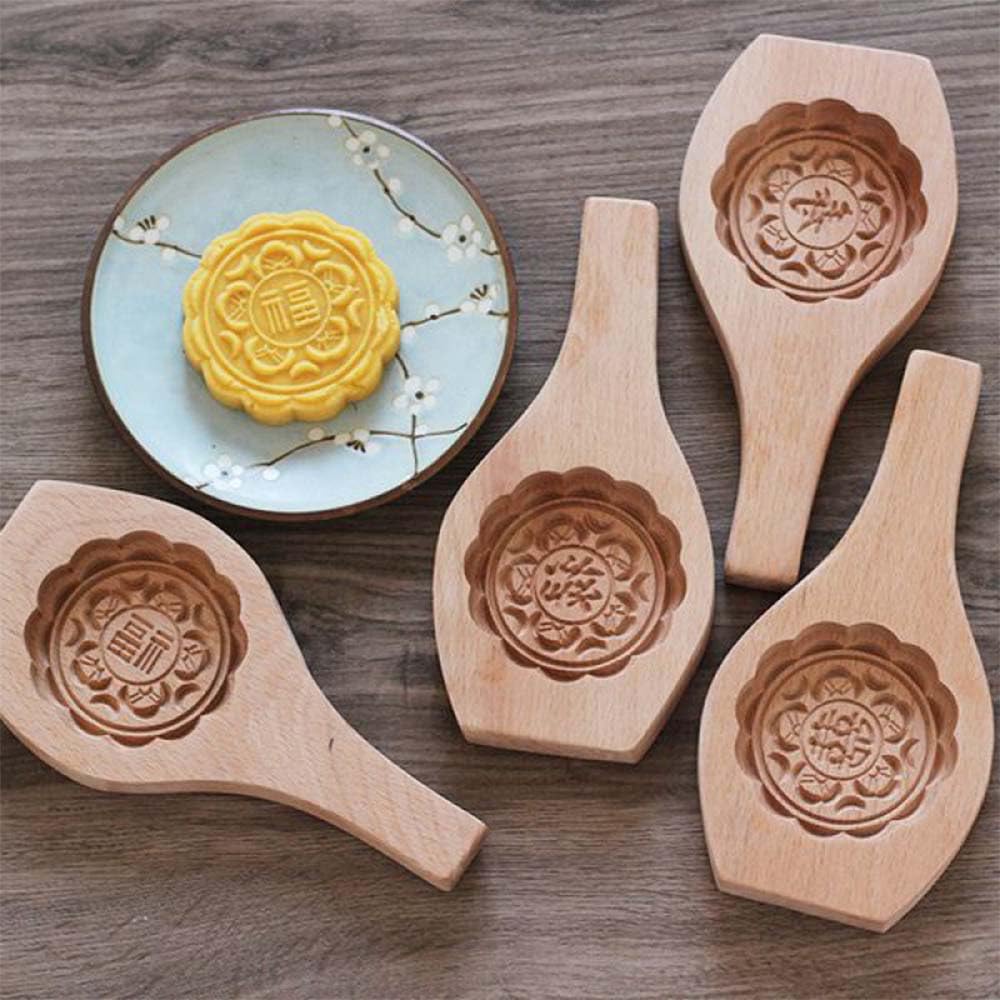 Keksausstecher, Plätzchenformen aus Holz, Kekse, Mondkuchenform, traditionelle chinesische Gebäckformen, Herbstfest-Kuchen, Mondwerkzeug, Kuchenform 3D