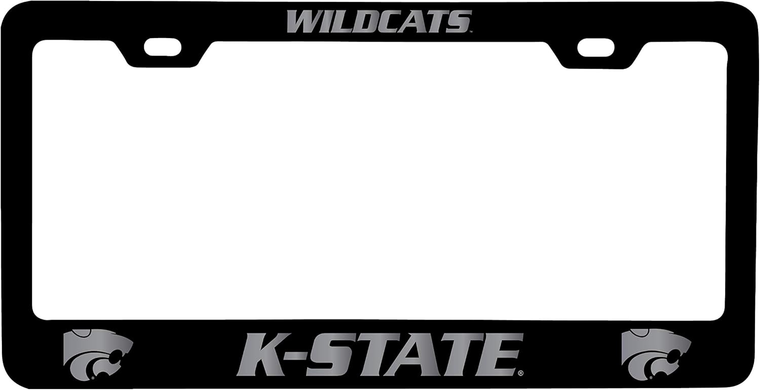 Kansas State Wildcats Laser Engraved Metal License Plate Frame Black Officially Licensed Collegiate Product
