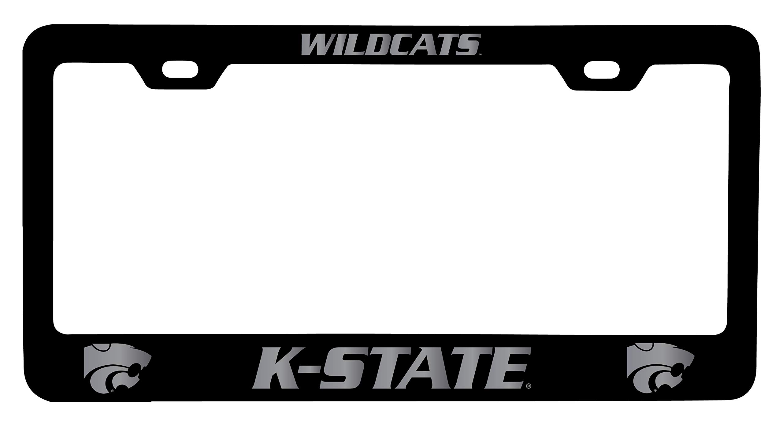 Kansas State Wildcats Laser Engraved Metal License Plate Frame Black Officially Licensed Collegiate Product