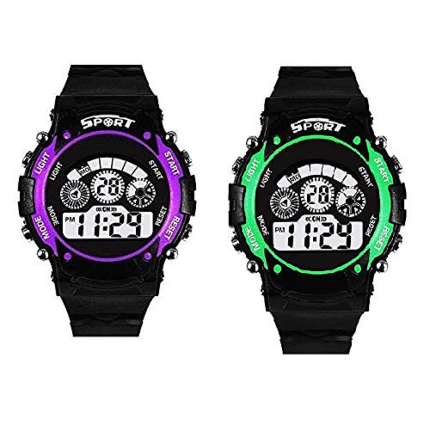 Rozti Children Casual Led Sports Digital Silicone Strap Sport Watch Kids School Gift (Purple Green) (B09RS2XLRM) Amazon Price History, Amazon Price Tracker