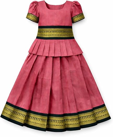 Amba Collection Girls Traditional Maharashtrian Kalyani Cotton Parkar Polak Lehenga Choli Set