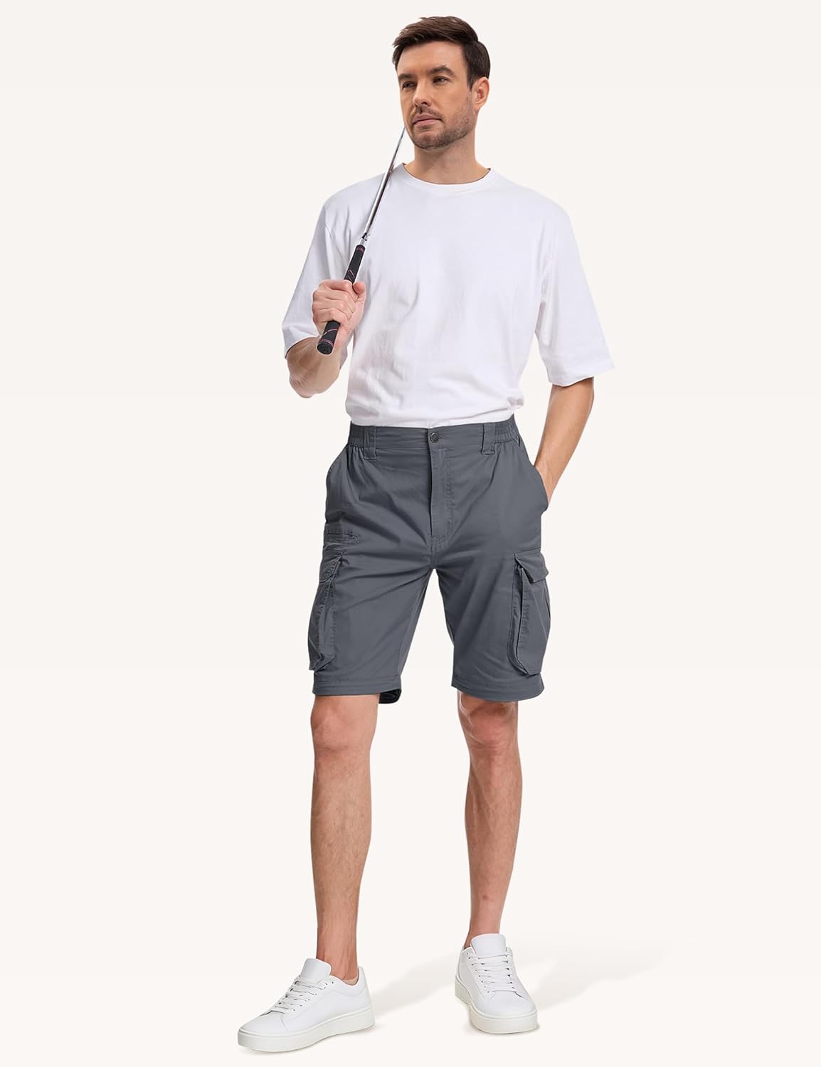 Convertible Mens Hiking Pants - Zip Off Lightweight Quick Dry Cargo Pants for Men 8 Pockets for Camping Travel Fishing
