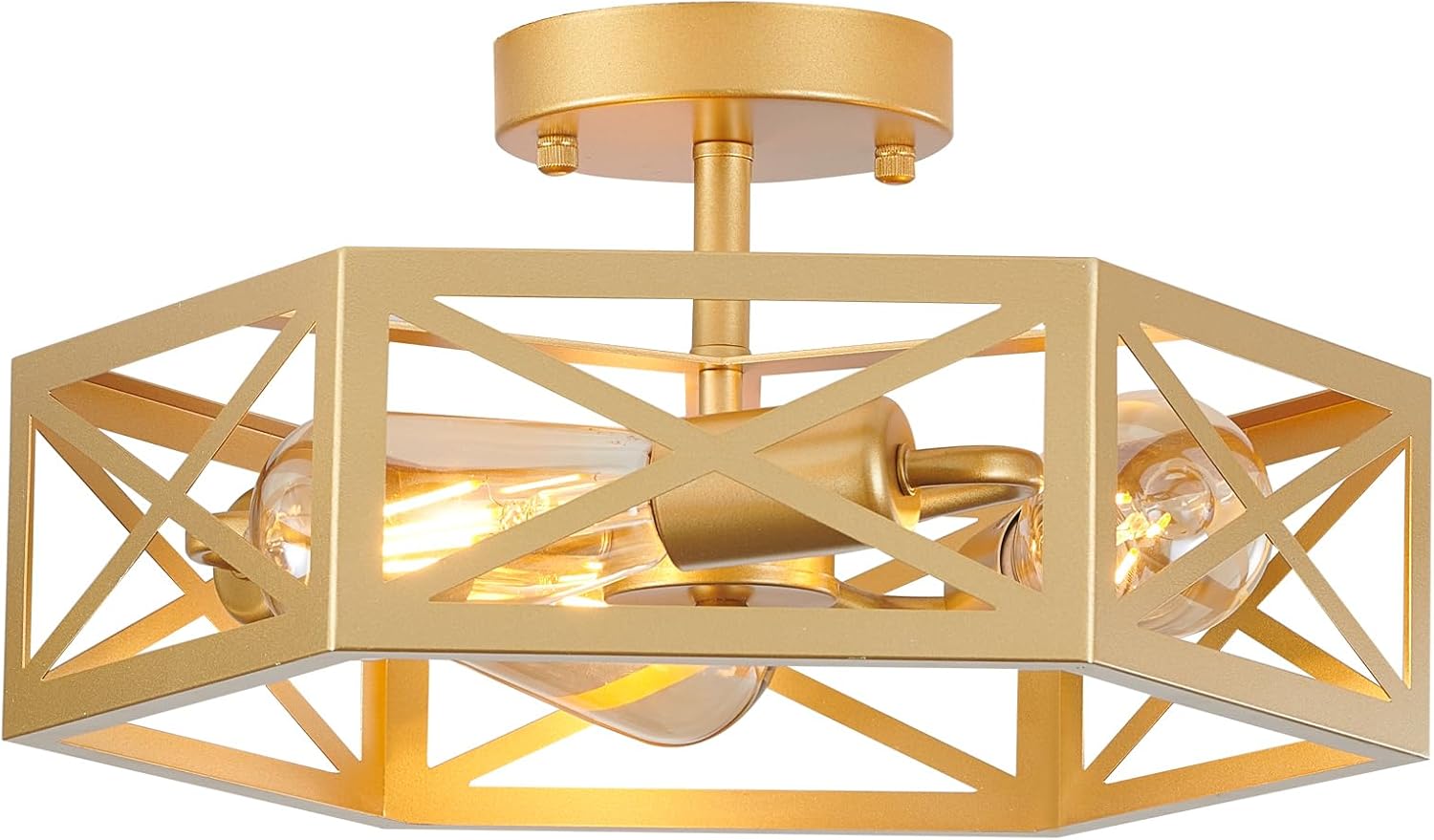 XSDeTu Flush Mount Ceiling Light, Gold Light Fixtures Ceiling Mount, 3 ...