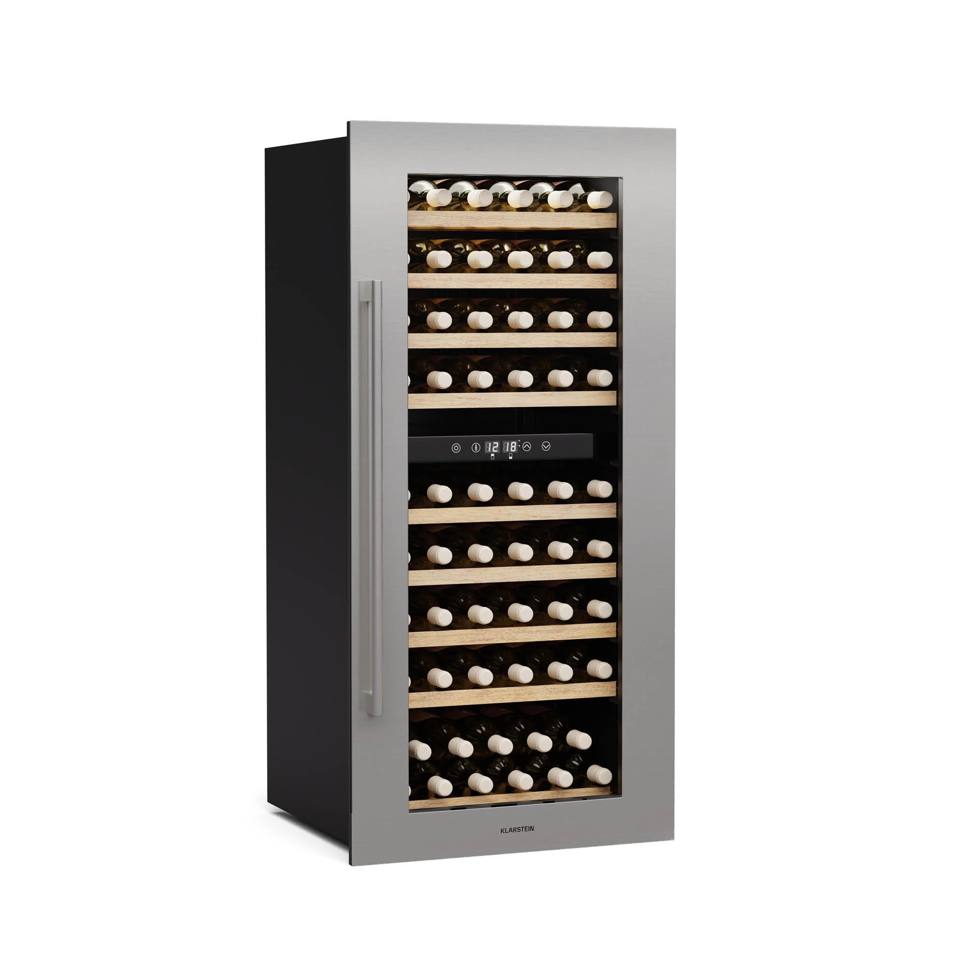 Klarstein Vinsider Duo vinoteca - 79 botellas, 2 zonas, 5-22°C, control táctil, iluminación LED, protección UV, empotrada, nevera para vinos
