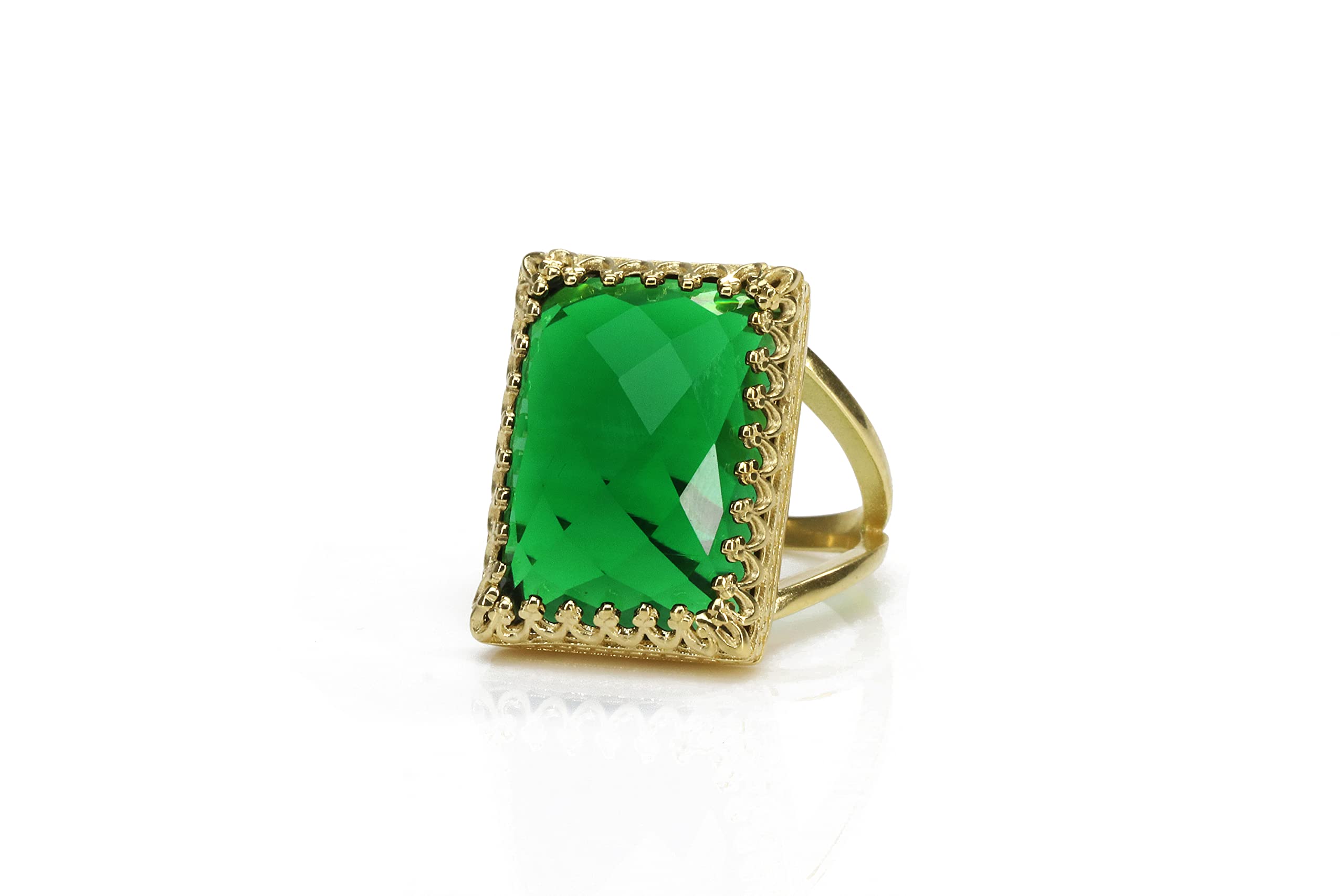 Anillo de Anémona Esmeralda en Oro - Anillo de Mayo, Declaración, Piedras Preciosas - Hecho a Mano - Joyas Artesanales