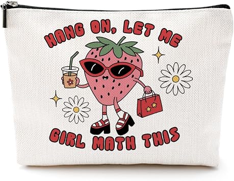 Inspirational Gifts for Women Strawberry Gifts Makeup Bag Mental Health Positive Affirmation Gifts for Therapist Tutor Her Psychologist Self Care Toiletry Bag Zipper Pouch Christmas Birthday
