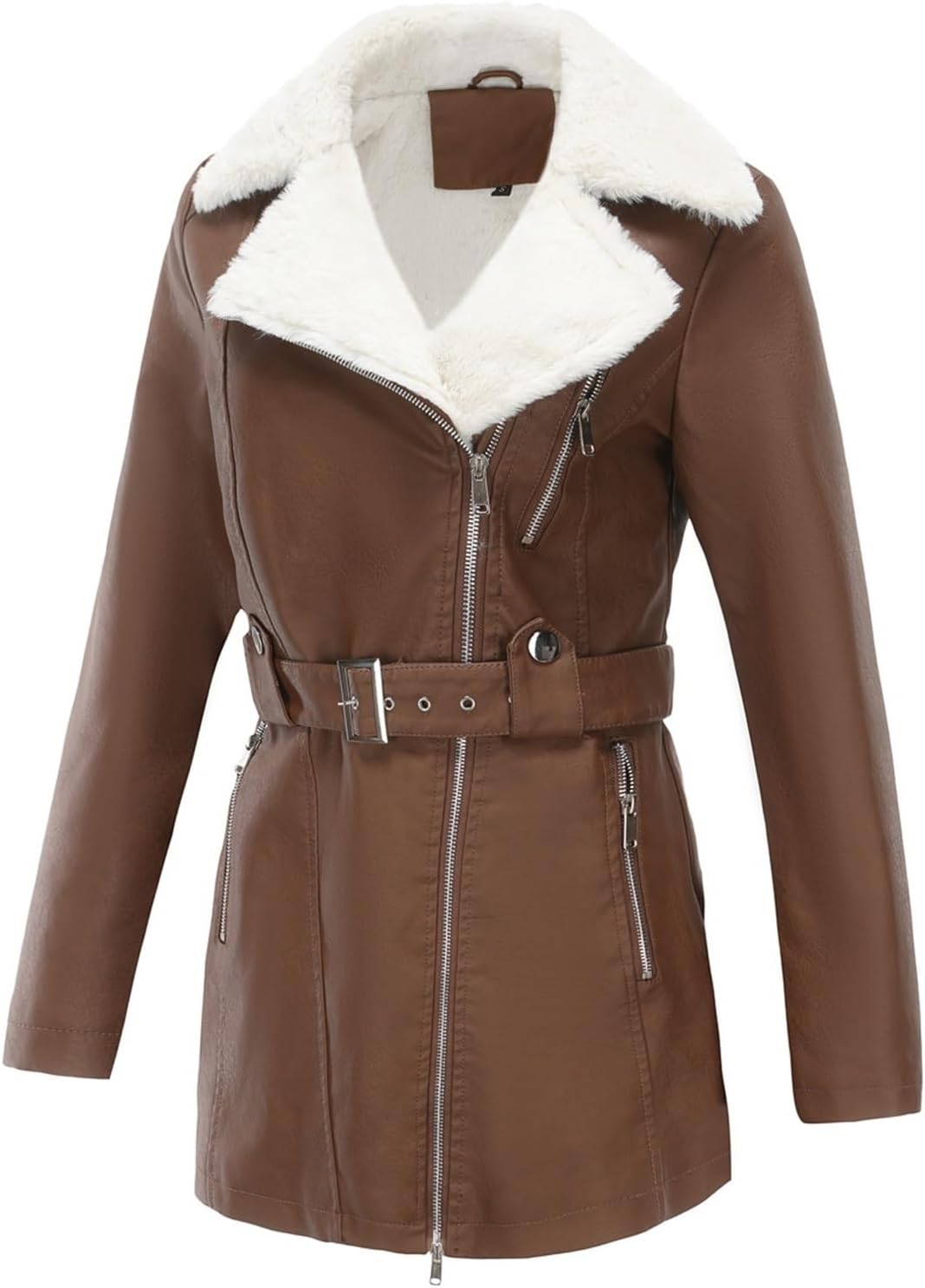 Women's Velvet Thick Coats, Fur Lined Faux Leather Warm Outerwear, Faux Leather Jacket Vintage