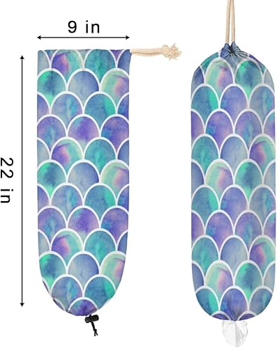 Miniatura 2 de Soporte para bolsa de plástico con escamas de sirena de animales marinos, soporte reutilizable para bolsa de comestibles, dispensador de bolsas de